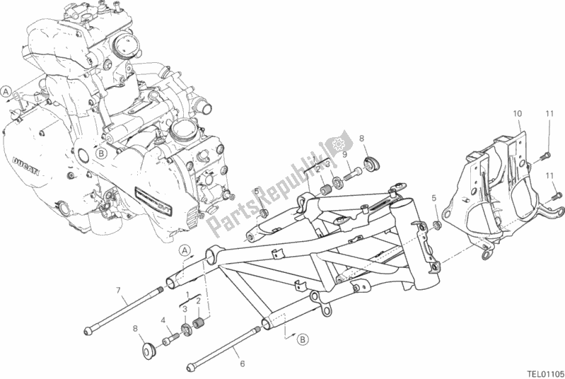 All parts for the Frame of the Ducati Multistrada 1260 Touring USA 2020